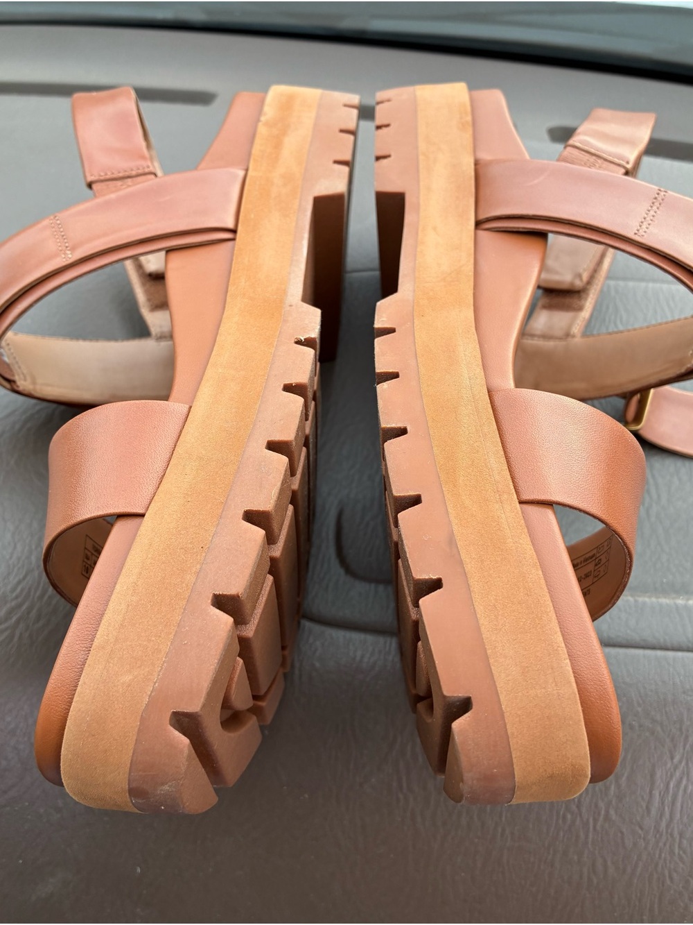 Vionic Tan Platform Slingback Sandals with Gold Buckle - Picture 9 of 10